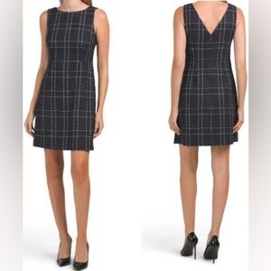 NWT Flora Bea Zoie Tweed Sleeveless Mini Shift Dress Navy Blue Sz S